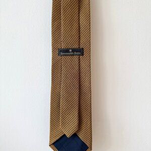 Ermenegildo Zegna 100% Silk Tie Beige Tan Embroidered Solid (3.75” Width)